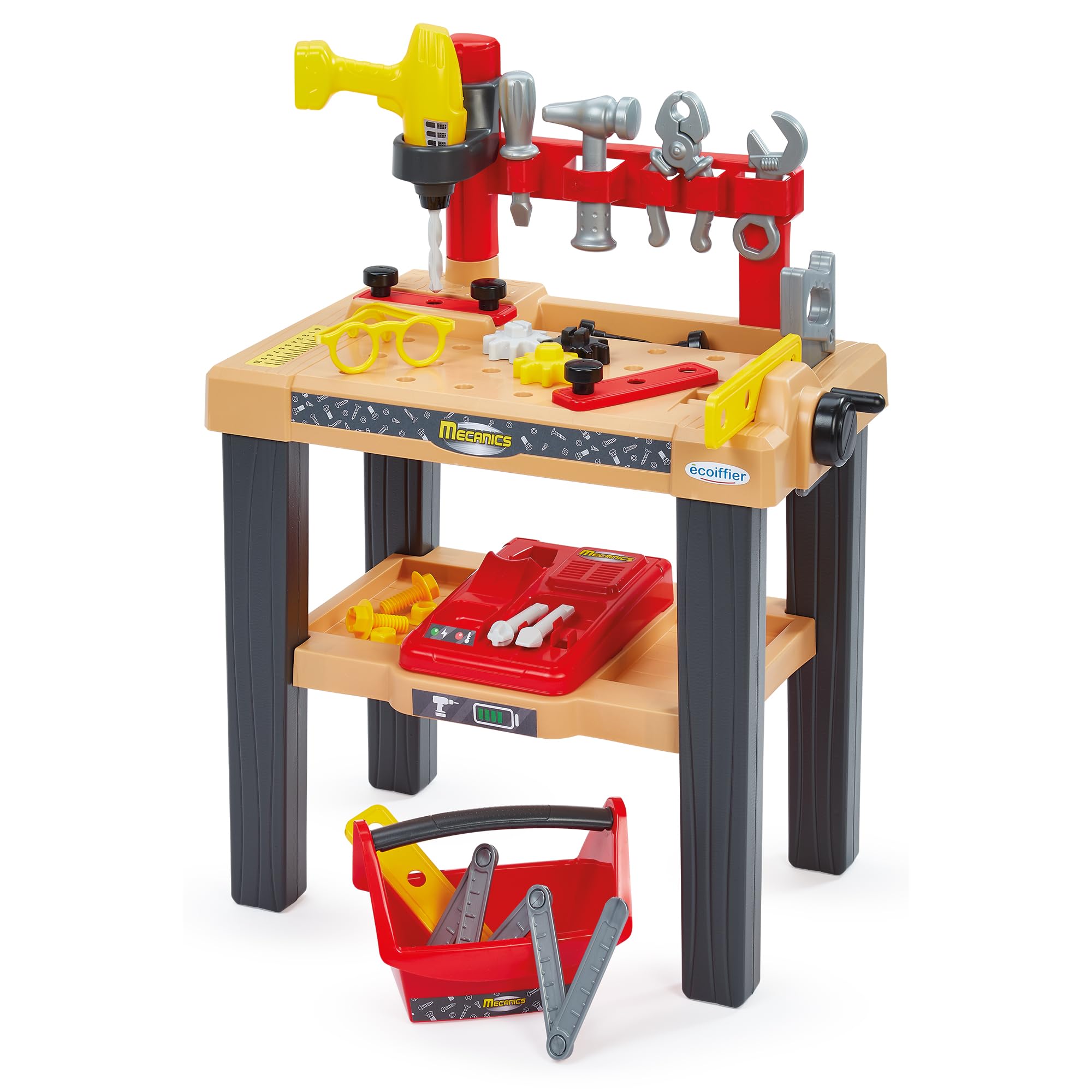 Ecoiffier Toys - 2429 - Duży stół warsztatowy z akcesoriami dla majsterkowiczów takich jak Les Grands - 29 elementów - Mecanics - Imitacja gry - Zestaw DIY - Od 18 miesięcy - Wyprodukowano we Francji
