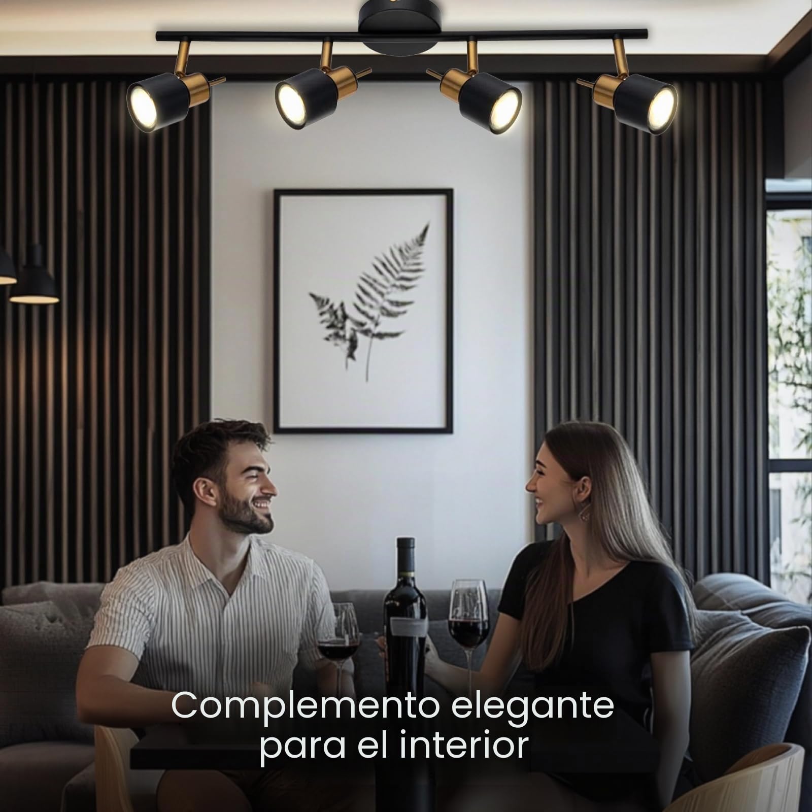 Lámpara de techo con 4 focos orientables, metal, focos LED de interior para pasillo y cocina
