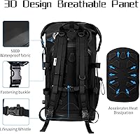 Vista 5 de Mochila impermeable para hombres y mujeres – Mochila flotante enrollable para kayak, rafting, canotaje, playa (negro)