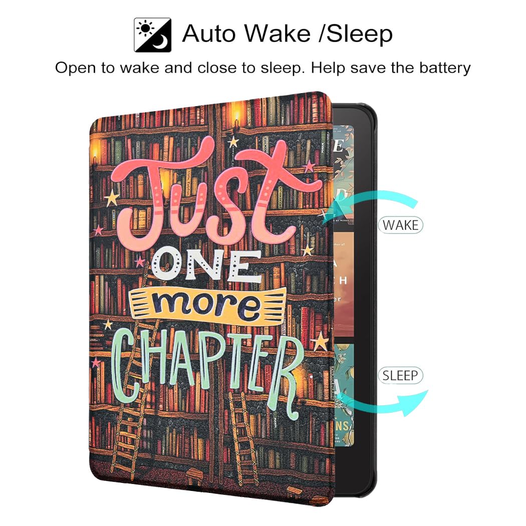Custodia per Kindle Paperwhite 12a generazione 2024 (7") e Kindle Colorsoft Signature Edition, custodia protettiva leggera in pelle PU con funzione di spegnimento automatico e cinghia da polso, solo