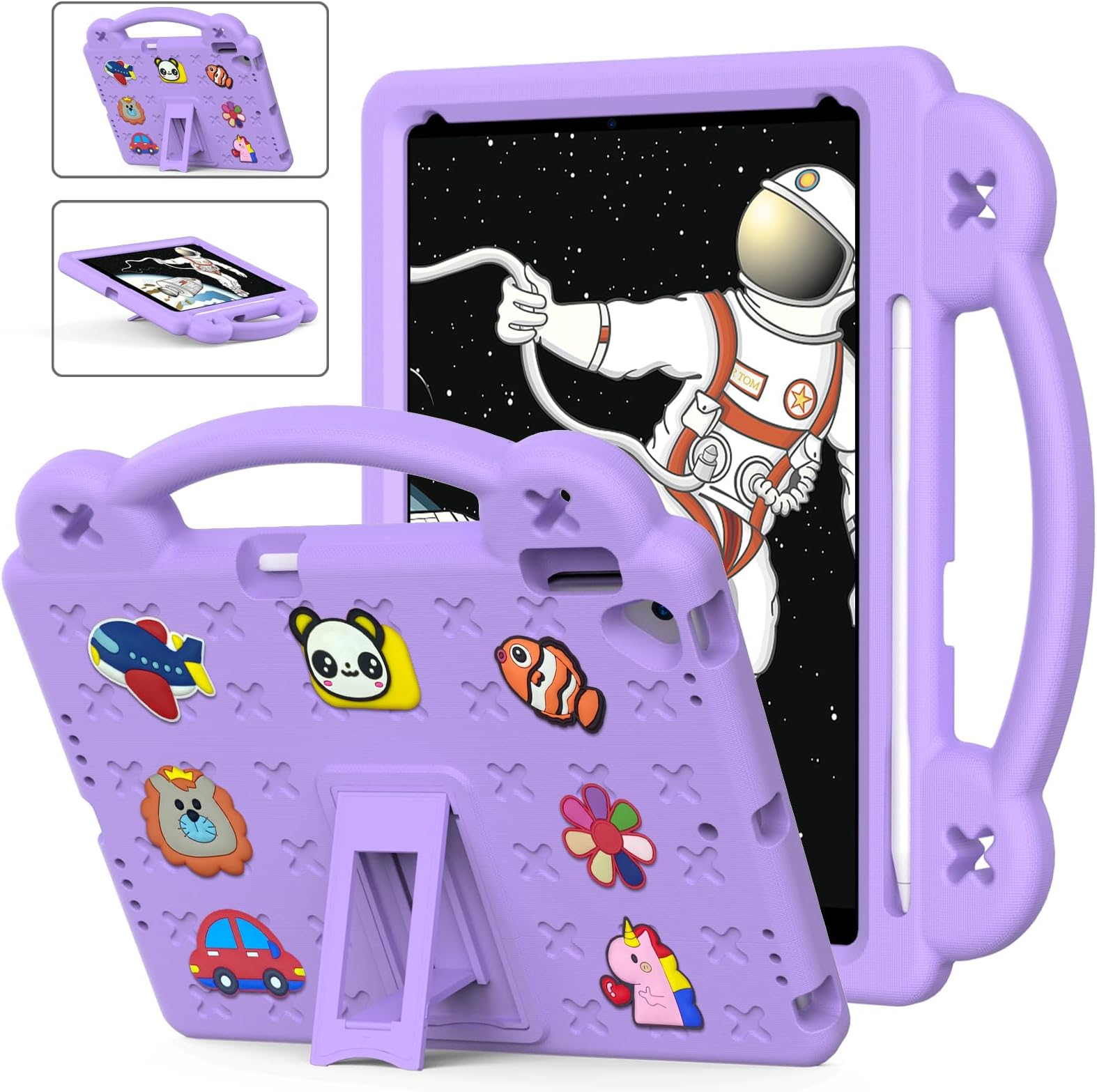 Kids Case for iPad Air 3 2019/iPad Pro 10.5 2017 10.5 inch, Shockproof Rugged with Stand Portable Handle EVA Lightweight Durable Cute Protective Cover - Light Purple