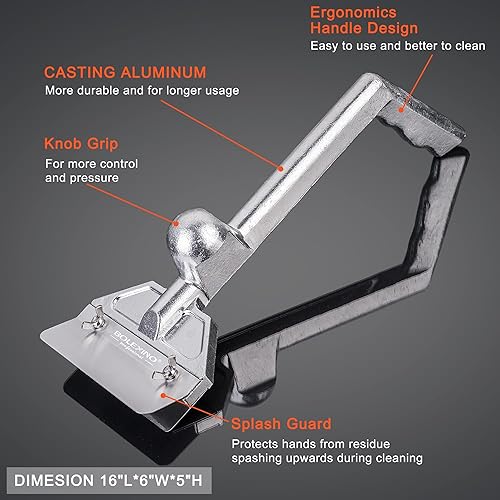 Miniatura 2 de Rascador de parrilla con 7 cuchillas y raspador de parrilla de borde inclinado pequeño, accesorios de parrilla de aluminio fundido resistente,