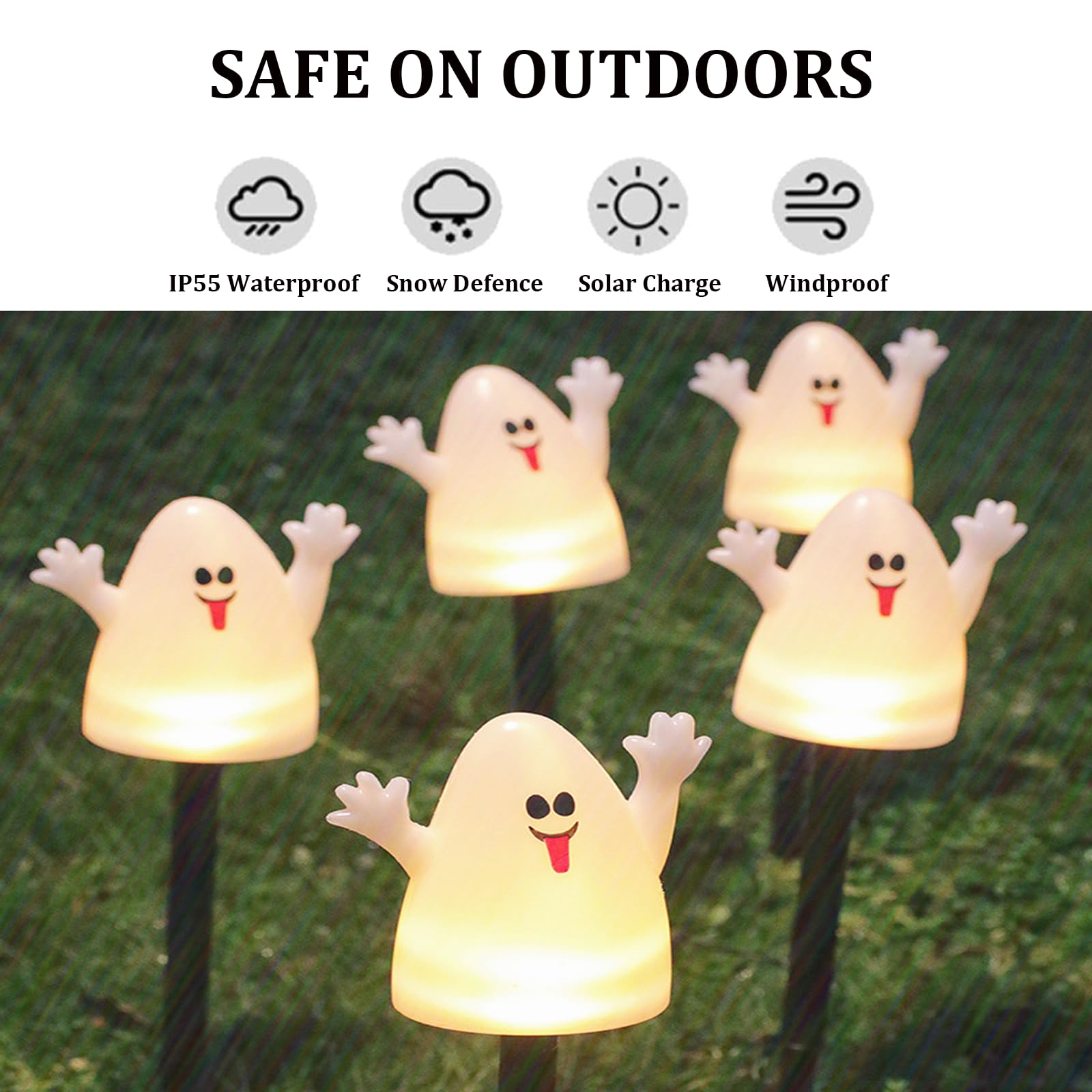 Occhi Luminosi LED Per Halloween (5 Pezzi) | Luci Spettrali Per Esterni Con 3 Modalità E Timer | IP44 A Batteria - 2