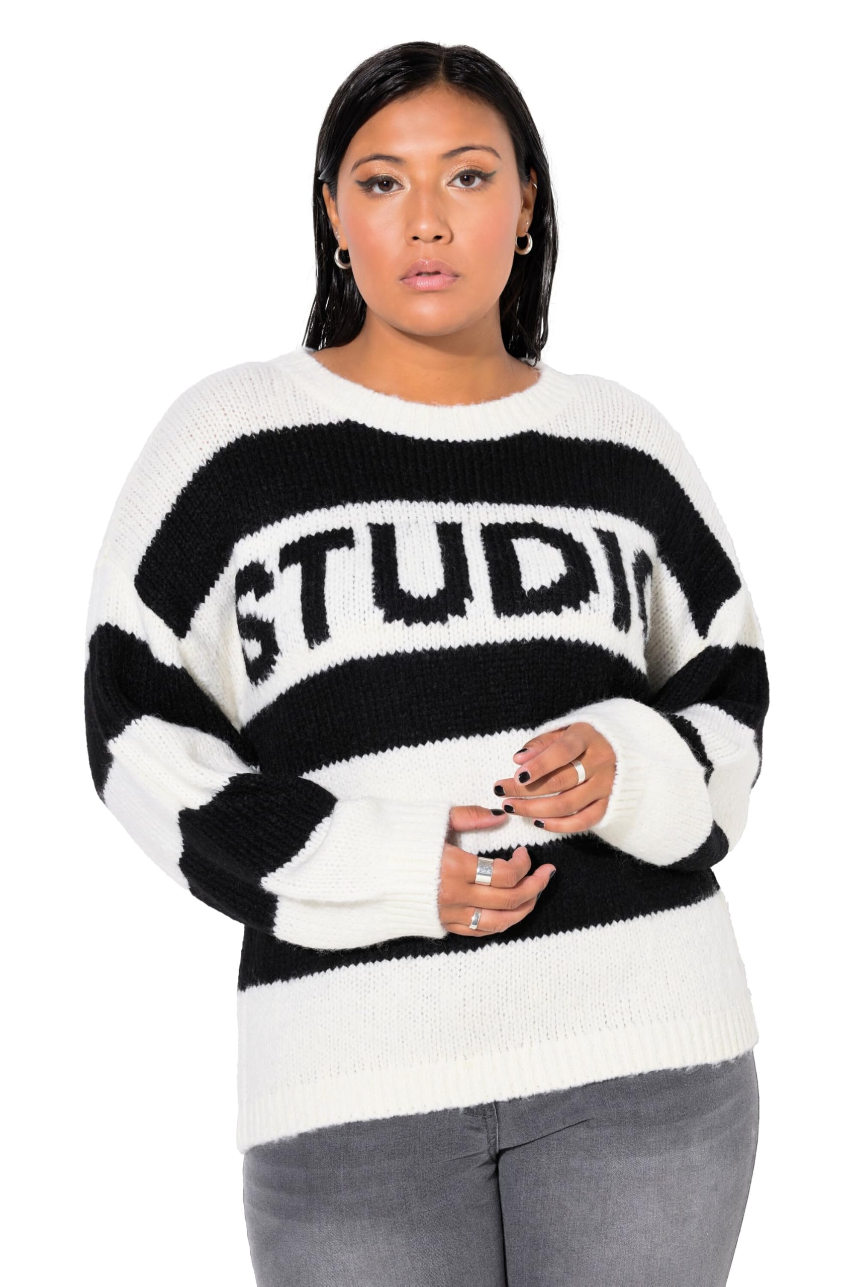 Studio Untold Damen große Größen Übergrößen Plus Size Pullover, Oversized, Blockstreifen, Statement 836804