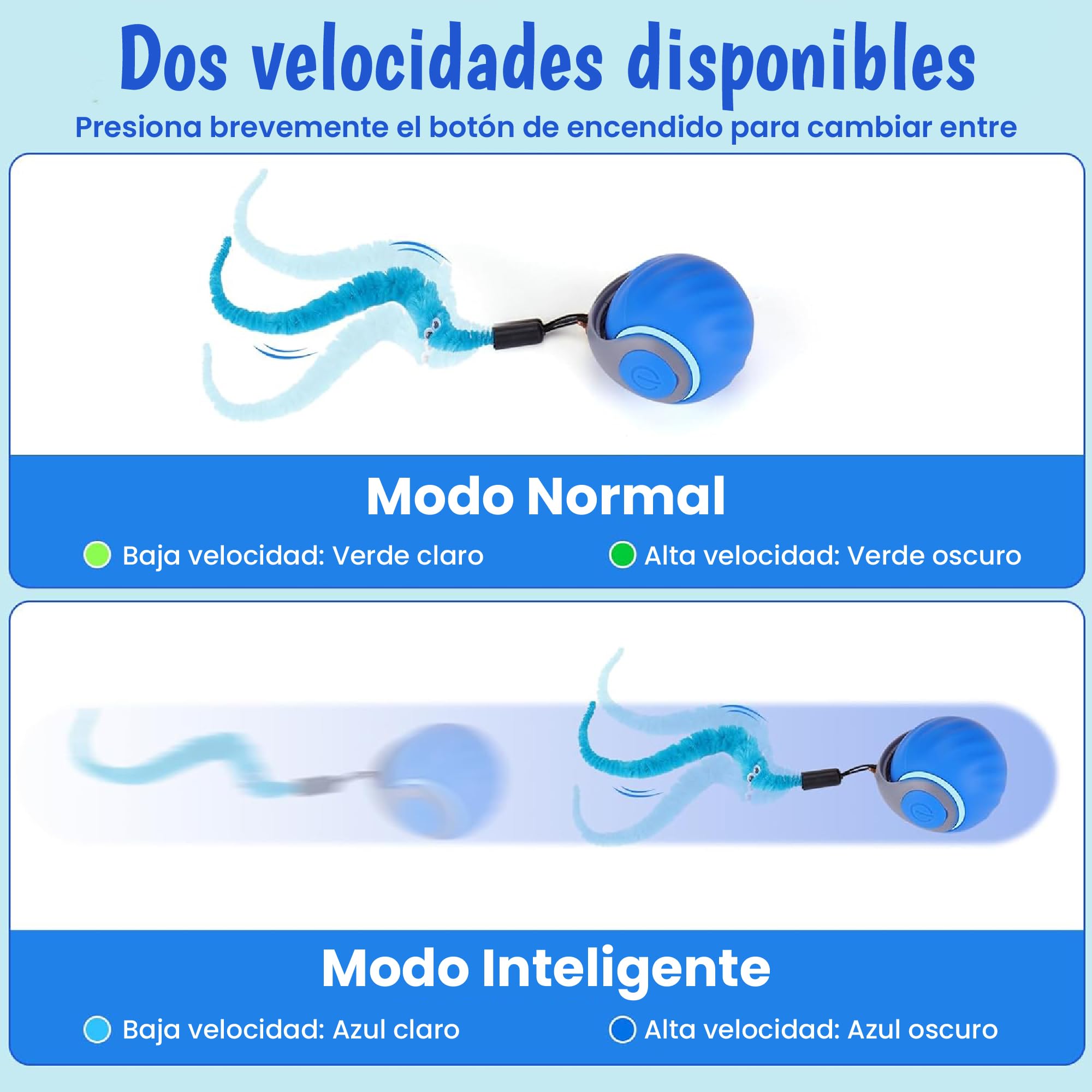 Doggie Juguete Gato 2 Velocidades - Juguete Interactivo Gato y Pelota Interactiva para Gatos - Juguetes para Gatos Innovadores - Cat Toy para Ejercicio y Diversión