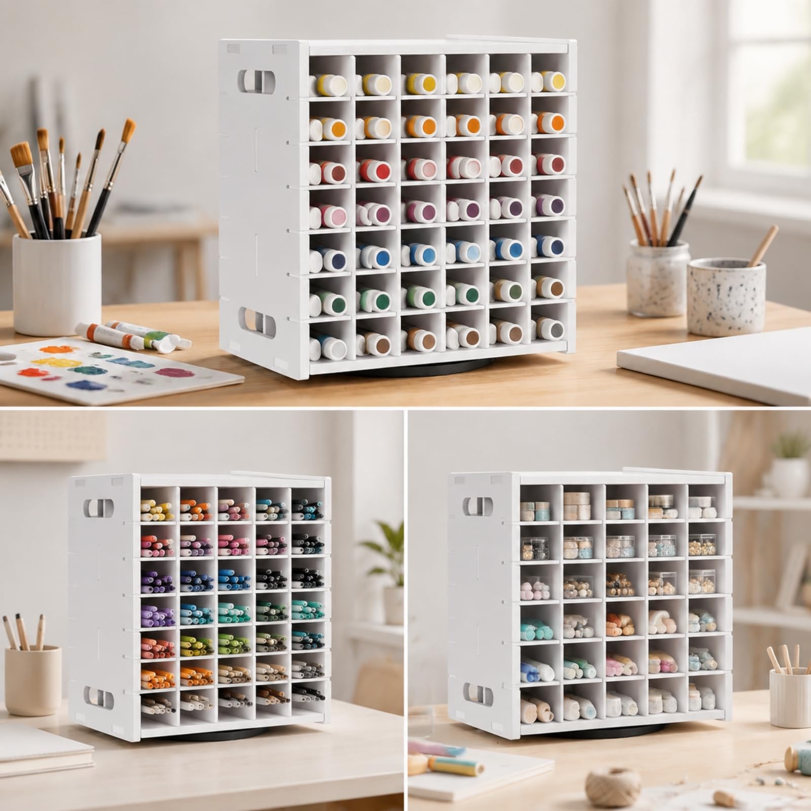 Qianly Rack Giratorio Escritorio con Larales Neutro para Aficionados a las Manualidas
