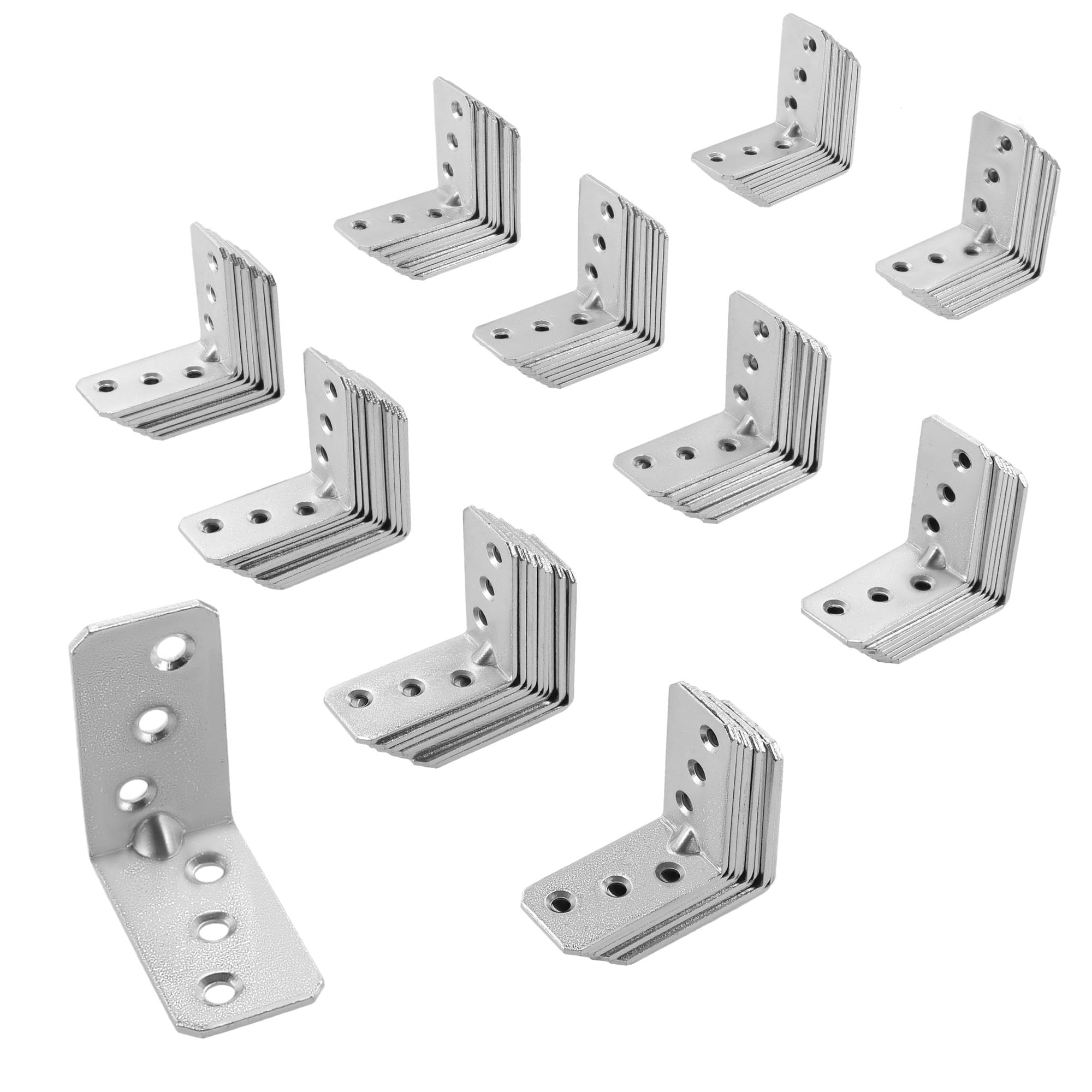 KOTARBAU 100er Set Winkelverbinder 50 x 50 x 25 x 2 mm mit Sicke Stahl Bauwinkel Montagelöcher Möbelverbinder Verzinkt Schwerlast Holzverbinder Montagewinkel