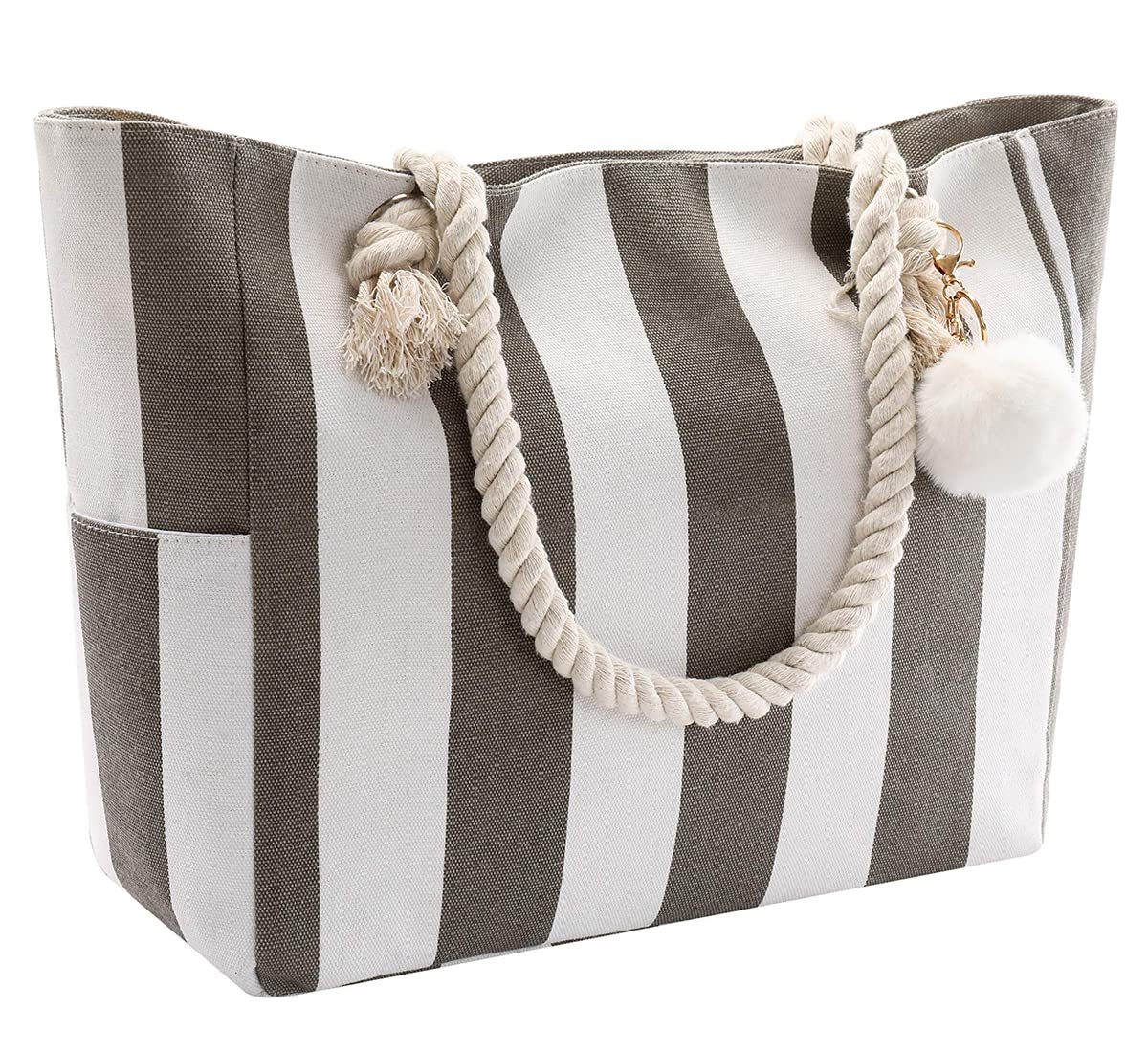 crazy beanBolso de Playa Para Mujer Grande Bolso Shopper Bandolera con Cremallera Bolso Tote de Rayas Para Universitarias Organizador Bolsos Tela para Voyage