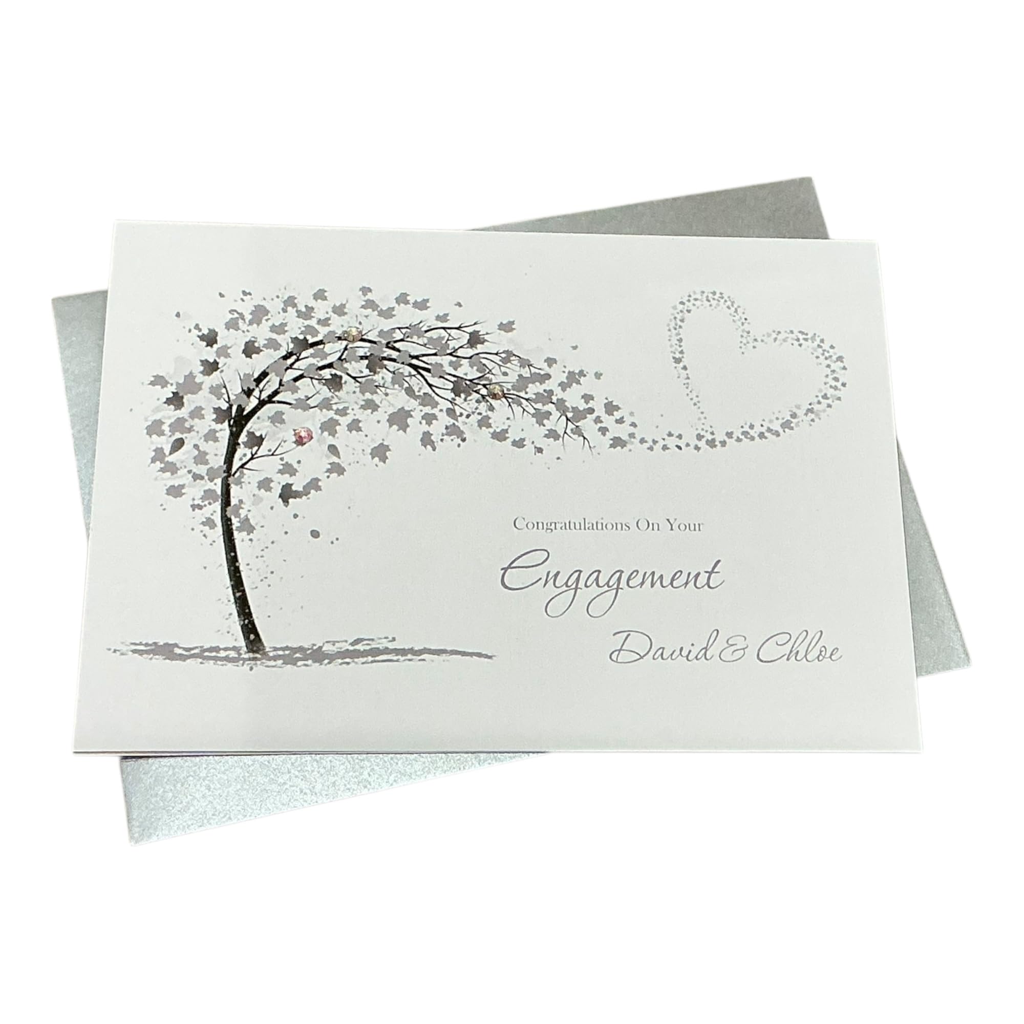Engagement Card Greeting Card, Personalised Gift for Couple Friends Son Daughter Congratulations - Various Designs (Sweeping Heart)