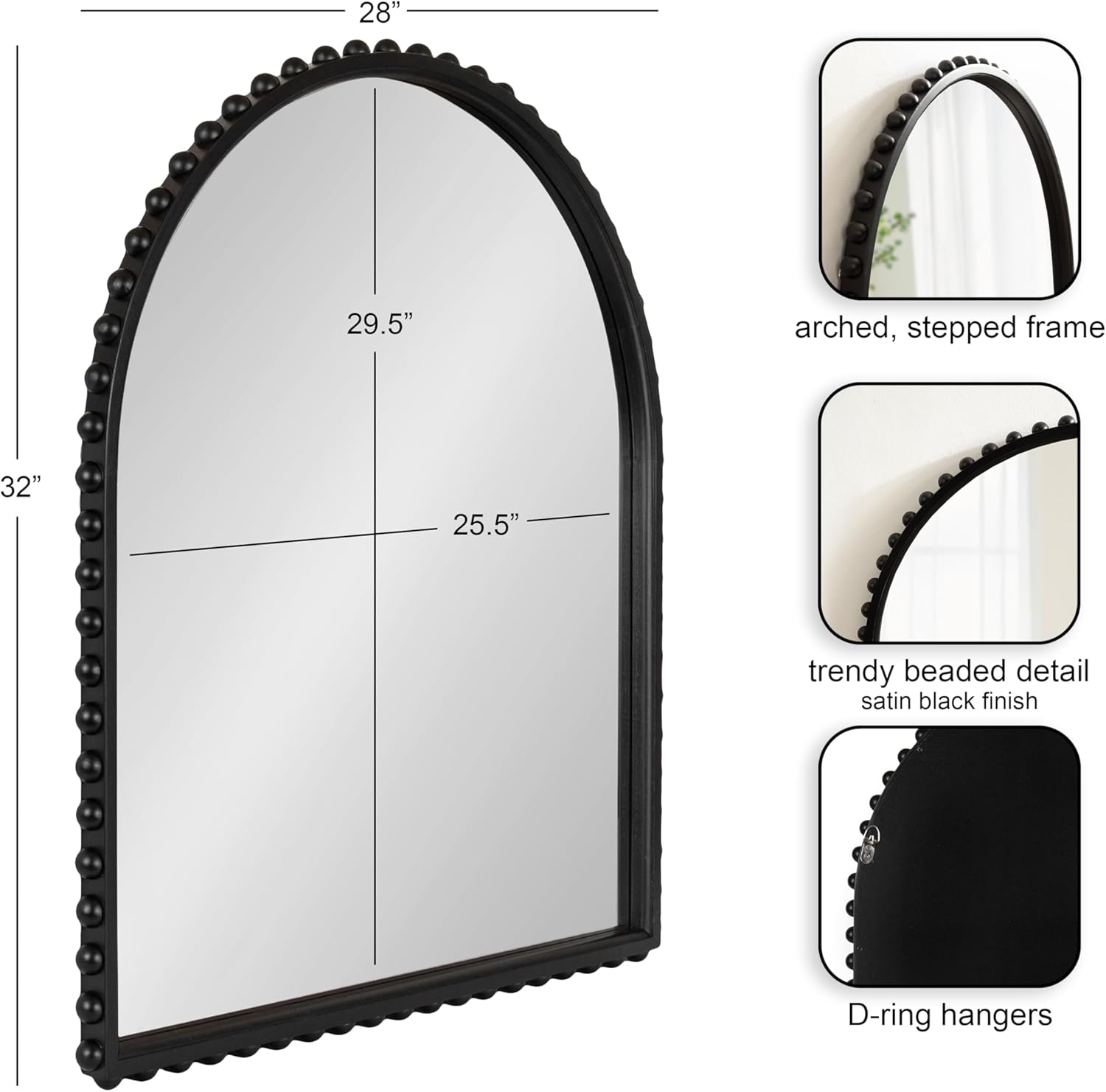 Kate and Laurel Beadbrook Modern Beaded Arched Mirror