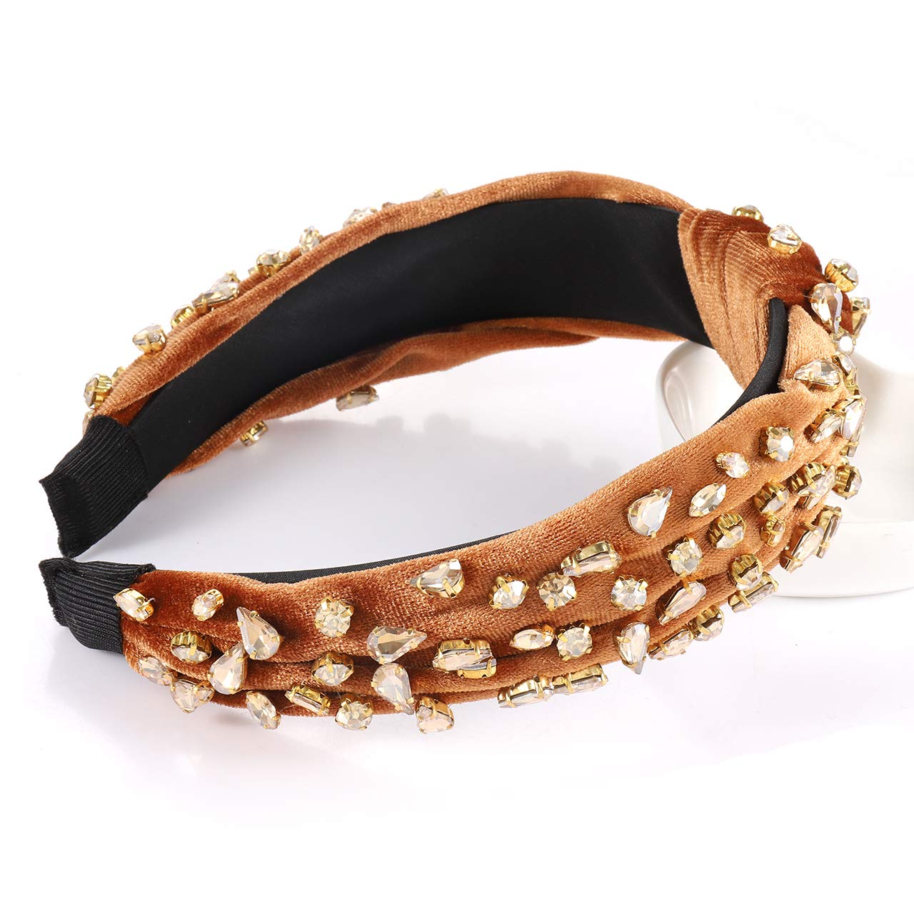 Crystal Studded Leather Headband Lele Sadoughi Graduated Crystal-Embellished Velvet Headband  main image 2