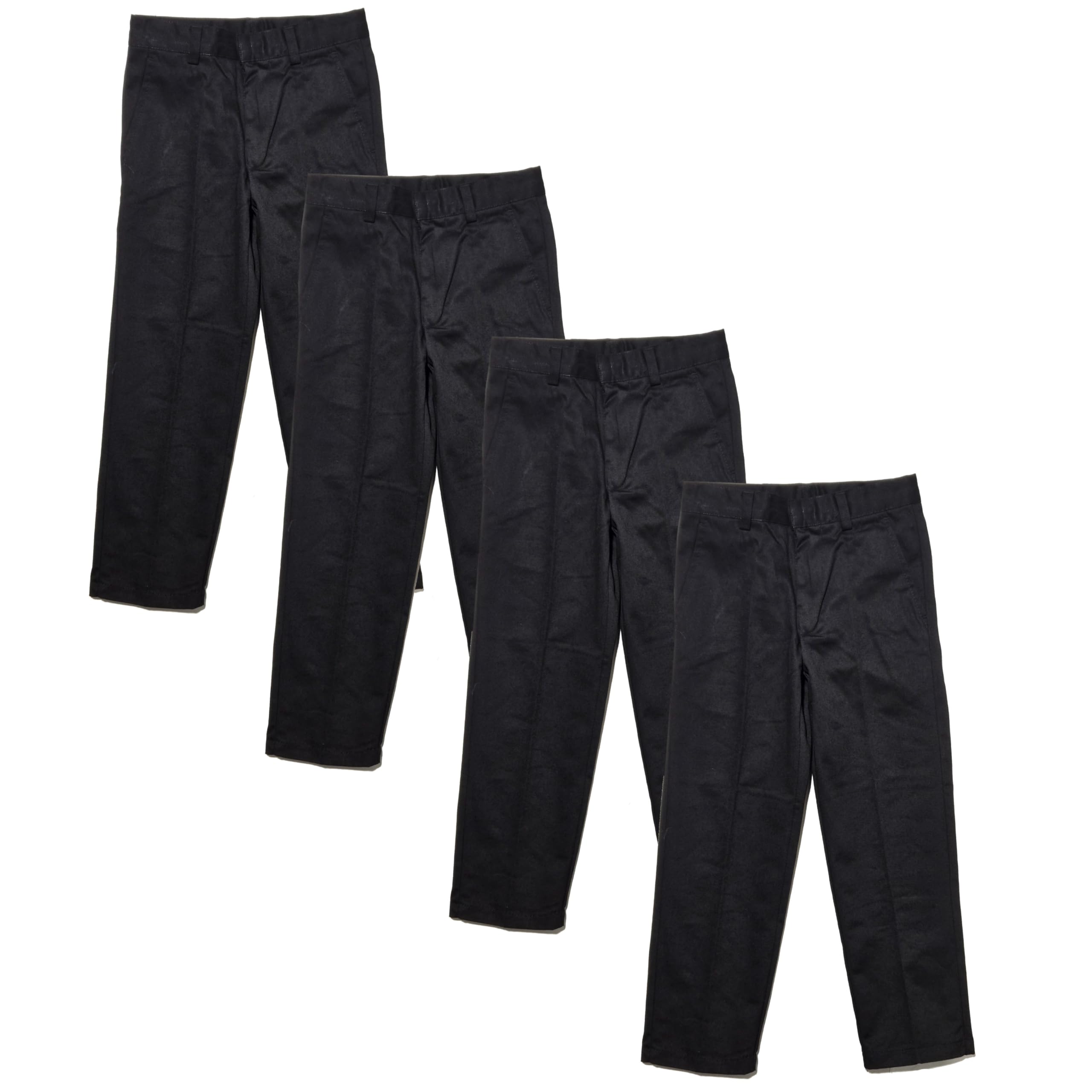 Boys Regular &amp; Husky Fit Straight Flat Front Adjustable Waist School Uniform Pants