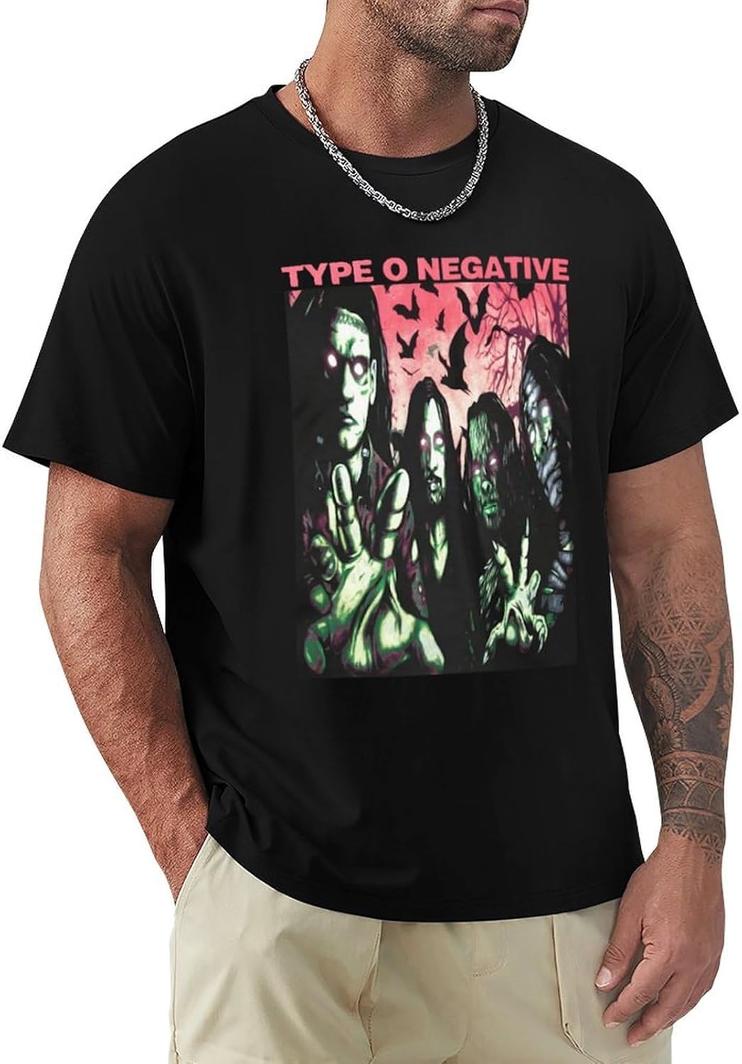 Type Rock O Music Negative Band Mens T Shirt Cotton Graphic