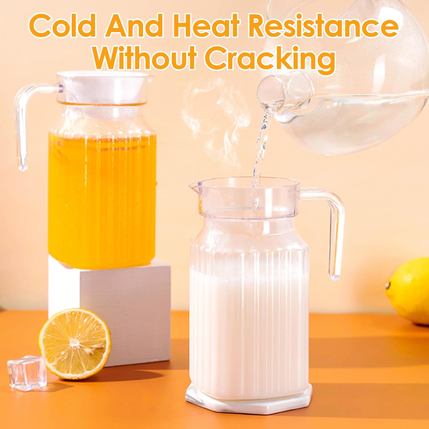 Clear Acrylic Water Pitcher with Lid and Handle, Unbreakable Beverage Container for Iced Tea, Juice, Coffee, Lemonade, 500ML Capacity - Image 3