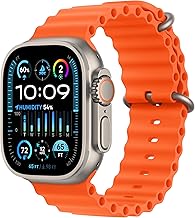 Apple Watch Ultra 2 [GPS + Cellular 49mm] Smartwatch with Rugged Titanium Case & Orange Ocean Band One Size. Fitness Tracker, Precision GPS, Action Button, Extra-Long Battery Life
