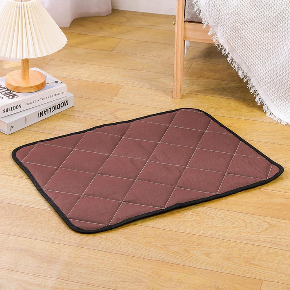 Chickwin Reusable Puppy Pads, Square Absorbent Puppy Training Pads Solid Color Washable Dog Training Pads, Non-Slip Large Pee Pads Dogs for Travel, Car, Home, Playpen (90x70cm(2Pack),Brown)