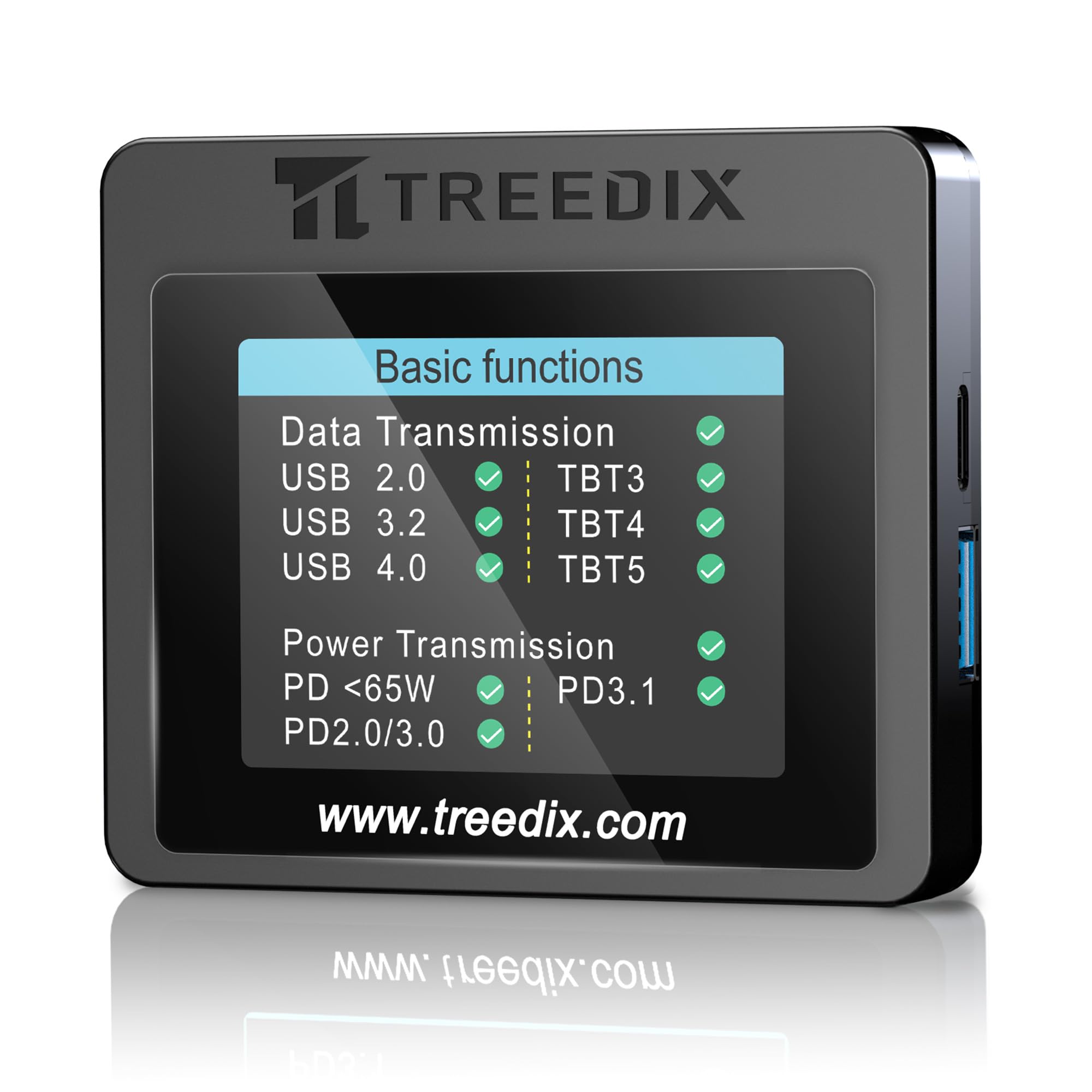 Photo 1 of Treedix USB Cable Tester with 2.4" Color Screen for eMarker Reading, PD 3.0/3.1 Detection, Resistor and Continuity Check, Compatible with Lightning, Type-C, Micro-B 2.0/3.0, and Mini-B Cables