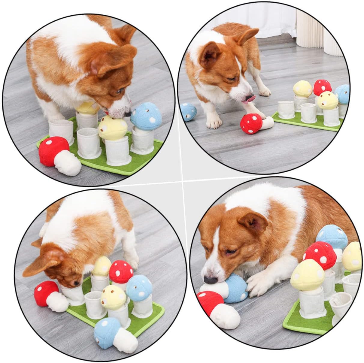 Abaodam Interactive Dog Slow Feeder Toy Creative Puppy Sniffle Mat Squeaky Mushroom Dog Training Foraging Pad for Chewing and Boredom Relief