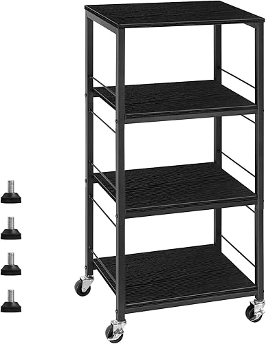 CADUKE Carrito rodante de 4 niveles, carrito de cocina para servir, carrito de almacenamiento de isla para microondas con ruedas, organizador de