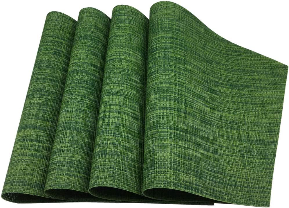 WAZAIGUR Wedge Placemats,Set of 4 Vinyl Placemats for Round Tables Woven Non-Slip Heat-Resistant Easy to Clean Wipeable Washable Dinner Table Mats(Seaweed Green) - Image 4