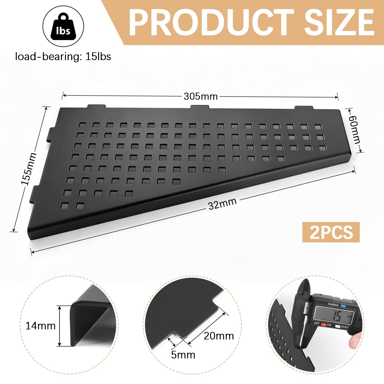 EXLECO 2pcs Étagère d'angle pour Douche en Acier Inoxydable 304, Etagere Murale Encastrable, Tablette Salle de Bain sans Percage pour Shampoing Gel, 7kg par Serviteurs, 305 x 155mm Noir, Mat