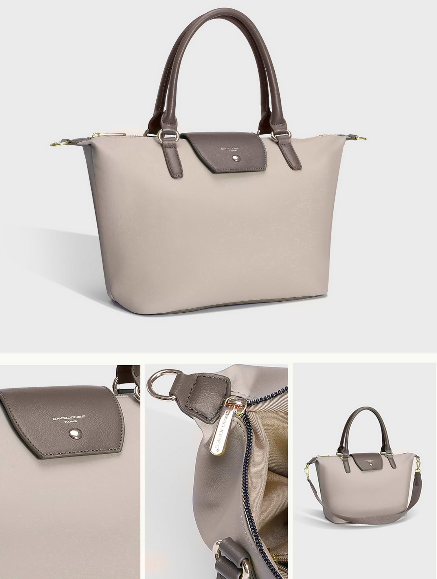 David Jones - Damska torba nylonowa - Torba na zakupy Miękka torba na zakupy o dużej pojemności - Zakupy Noszone ramię Pasek na ramię - Elegancka praca Miasto Podróże Moda Oryginalny Trend