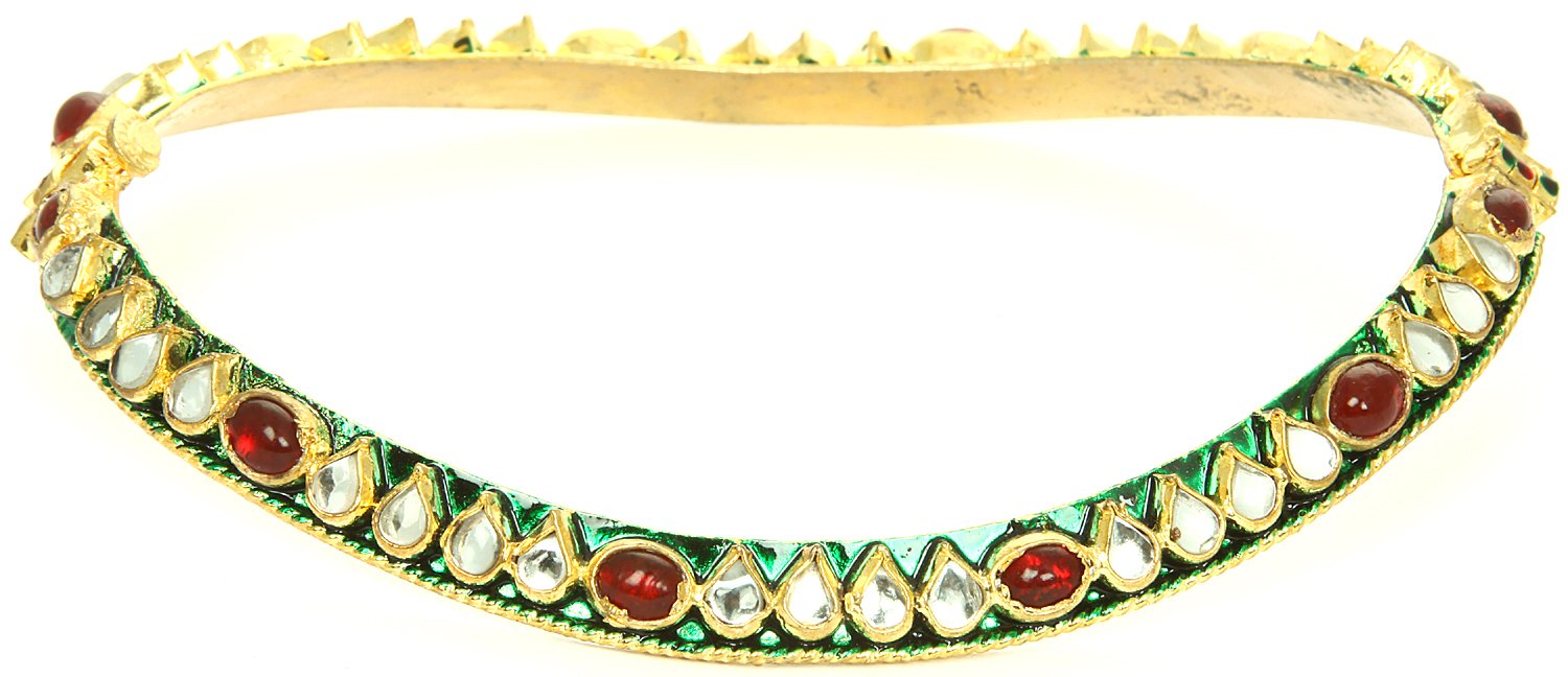 Exotic India Sterling-Silver Kundan Armlet with Meenakari and Faux Redstone, Upper Arm Bracelet - Copper Alloy (Multicolor) (B00MBNC2BO) Amazon Price History, Amazon Price Tracker
