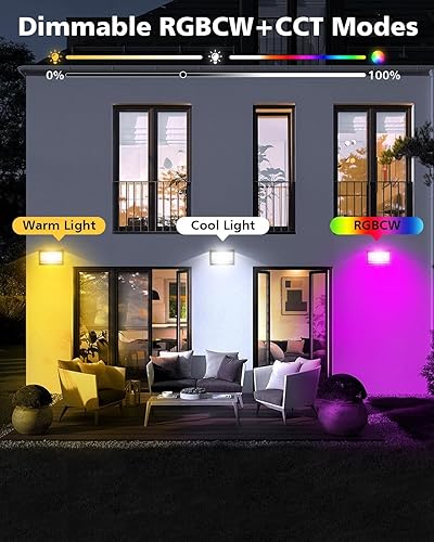 Miniatura 3 de T-SUN Luz de inundación LED de Navidad, 30 W RGBCW regulable, luces inteligentes para exteriores, luz LED que cambia de color con control remoto y