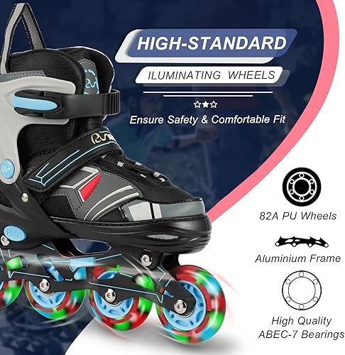 Miniatura 3 de RunRRIn Adjustable Inline Skates for Kids and Adults with Full Light Up Wheels  Outdoor Roller Blades, Roller Skates for Girls and Boys, Men and