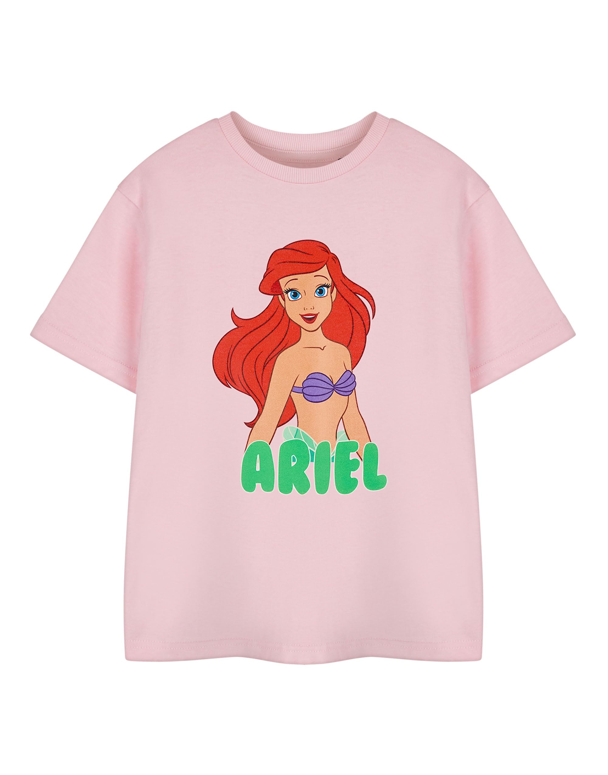 Disney Princess Ariel Girls Pink Short-Sleeved T-Shirt | Kids Graphic Tee | Little Mermaid Ariel Character Top | Short Sleeve Apparel | Princess Movie Merchandise Gift for Children & Teens