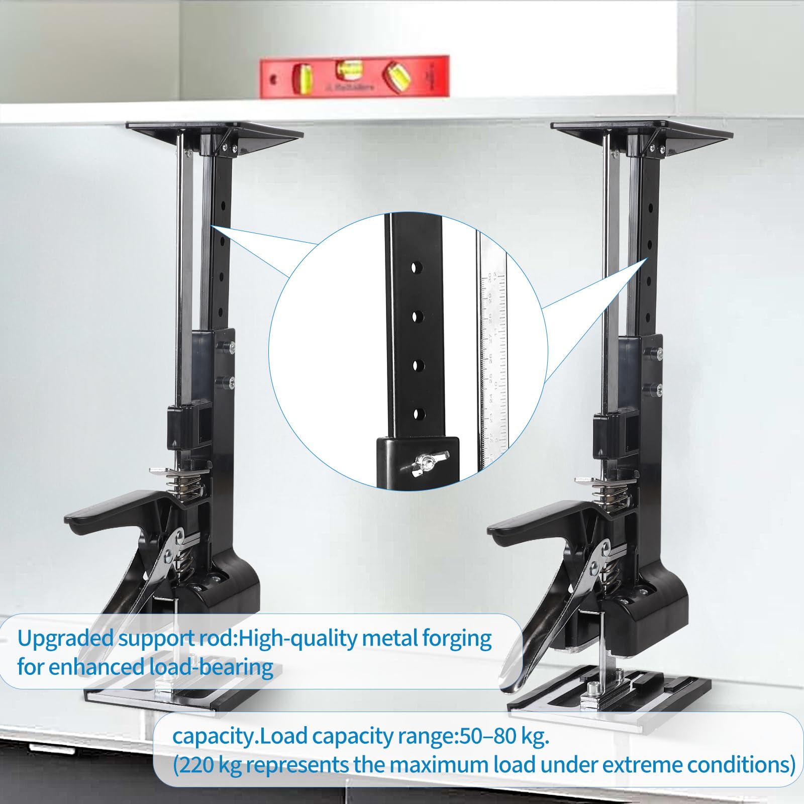 DBREAKS 3-in-1 Multi Arbeitssparender Arm mit Skala, 2Pcs 38CM Multifunktionale Handhebewerkzeug Bis zu 220 kg mit Metall-Schrankwagenheberstützstange & Holzbearbeitungsklemmen, Arm Handwerkzeug Heber