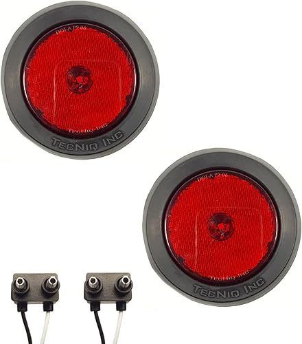 Set de luces marcadoras laterales redondas LED de 2.5 pulgadas color rojo claro, con luz y arandela para camioneta, remolque, RVs