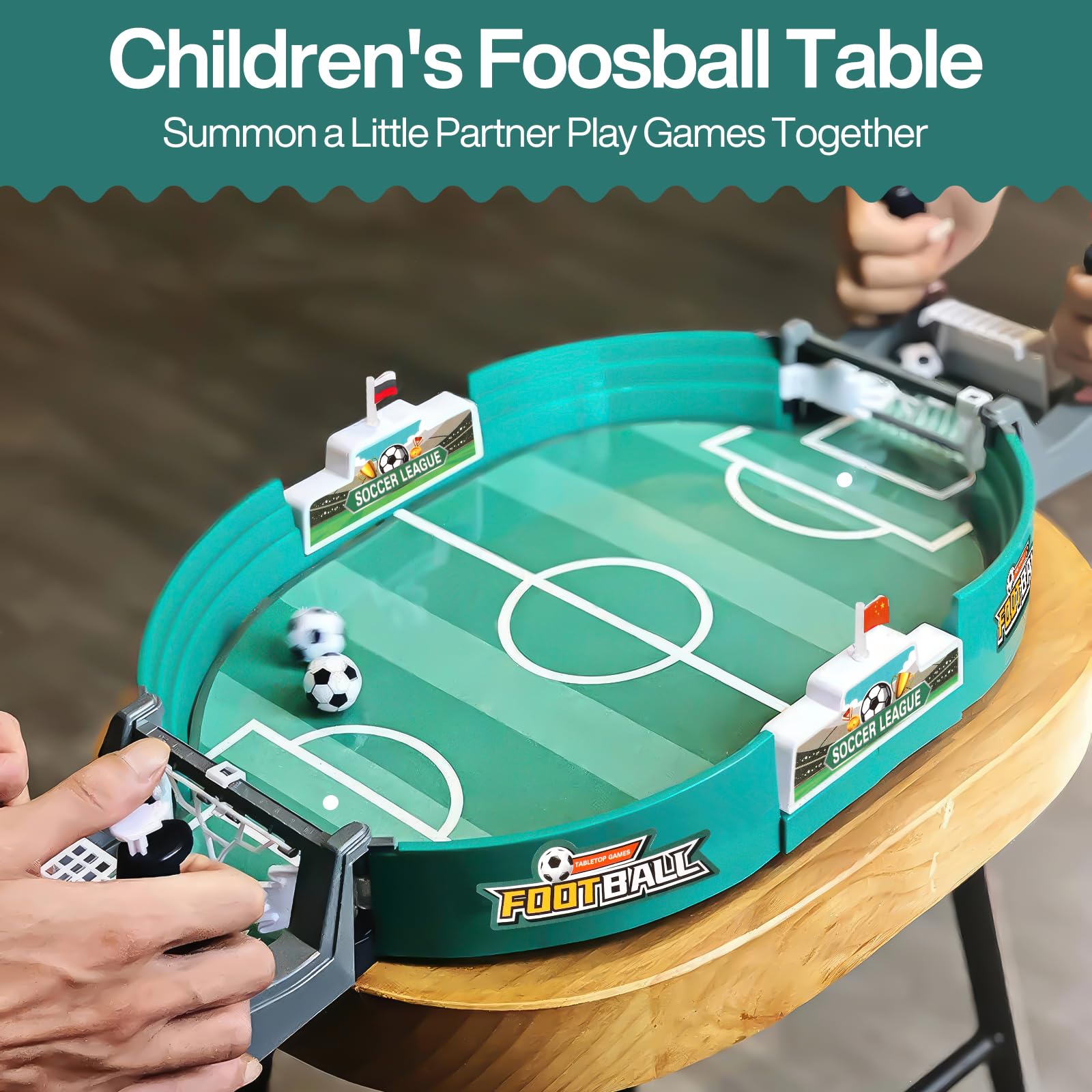 ZLPBAO Baby Foot, Mini Jeu de Baby-Foot avec 8 Mini-Football, Babyfoot Jouet De Table De Football pour Deux, Jeu de Football Interactif de Table Jouet pour Enfants Adultes, Enfant Cadeau de Fête