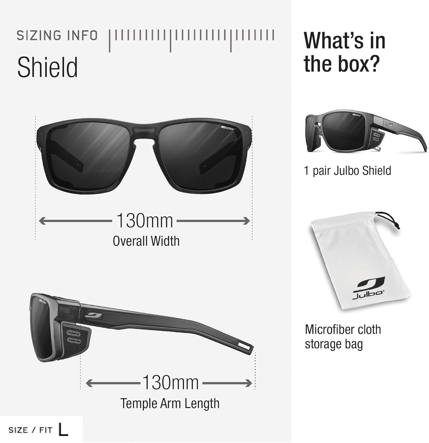 Julbo Shield Glacier Glasses for Men & Women w/Removable Side Shields for Hiking, Snow/Glare - 100% UV Protection - Image 5