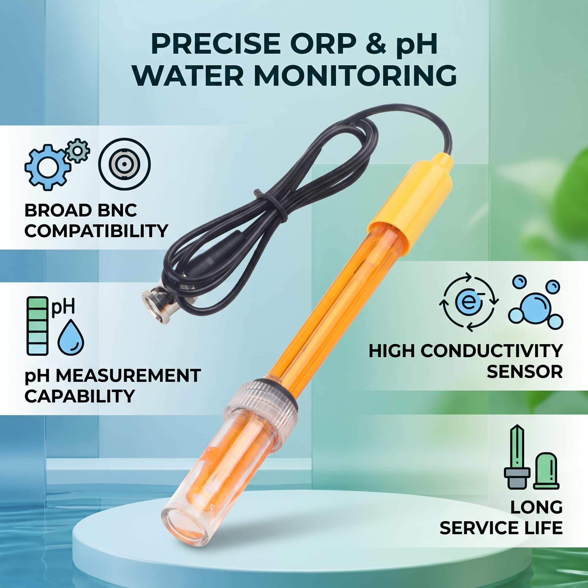 Tnfeeon Sonde de Remplacement ORP Matière Plastique électrode Hydroponique Test de Potentiel de Réduction D'oxydation électrode de Connecteur BNC Q9