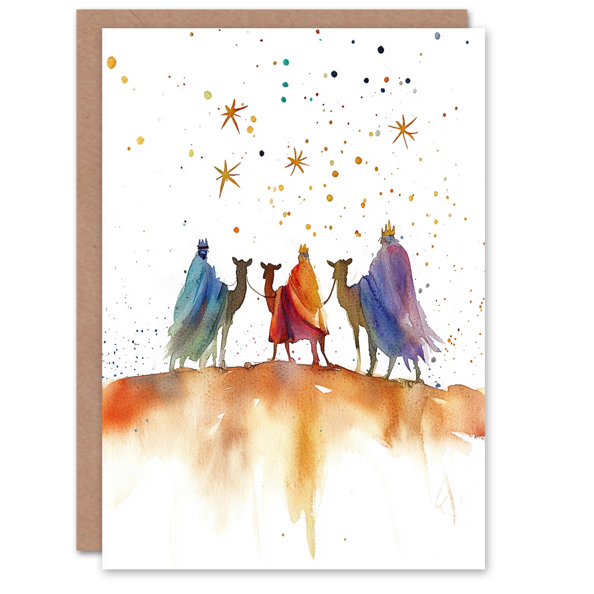 Artery8 The Three Kings Wise Men Bethlehem Star Blank For Him Or Her Art Xmas Festive Christmas Card