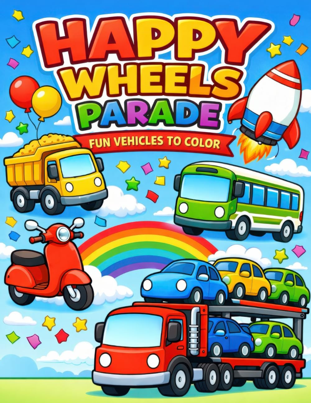 Happy Wheels Parade Coloring Book for Kids: Fun & Easy Parade-Themed Coloring Pages for Boys and Girls Ages 4–8