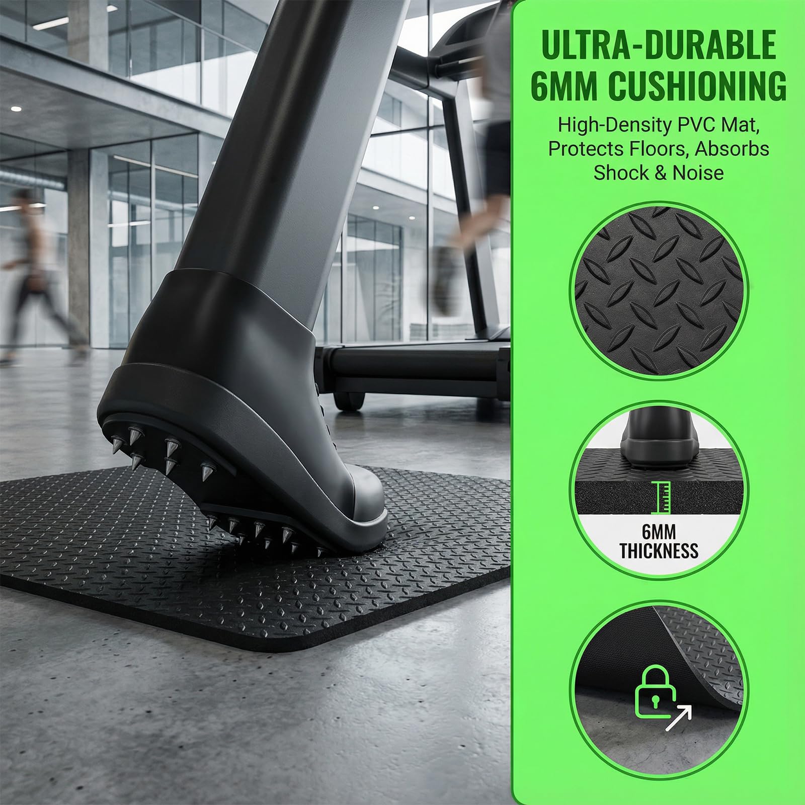 2PCS Alfombrilla Antideslizante Doble de Bicicleta, Tapete Entrenamiento para Estática Cinta de Correr Alfombra Estacionaria Gruesa Plegable para Ciclos Protector de Suelo, 63.5 x 30cm - 3