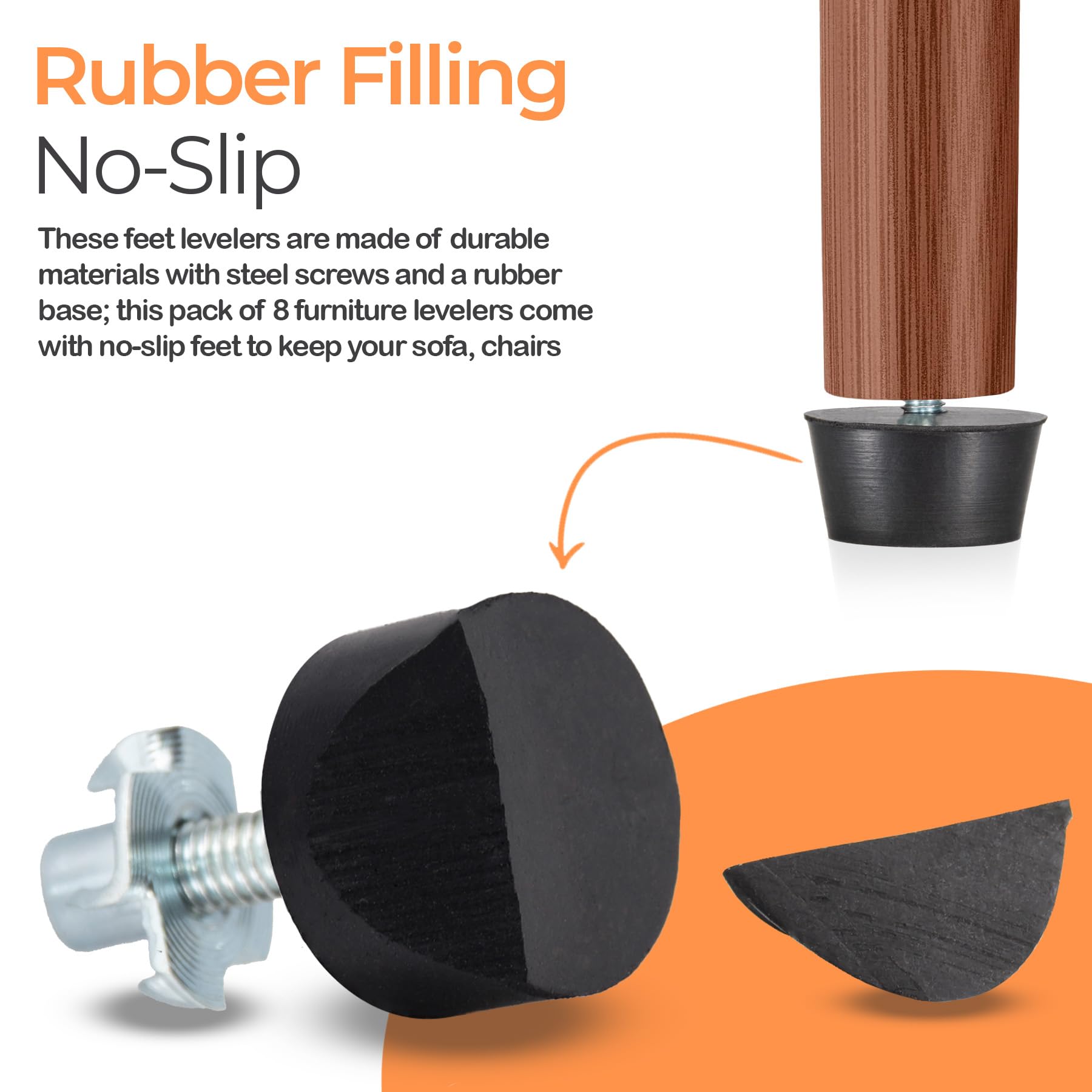 20 Stück M6 Möbel Füße 23mm - Verstellbare Nivelliergleiter