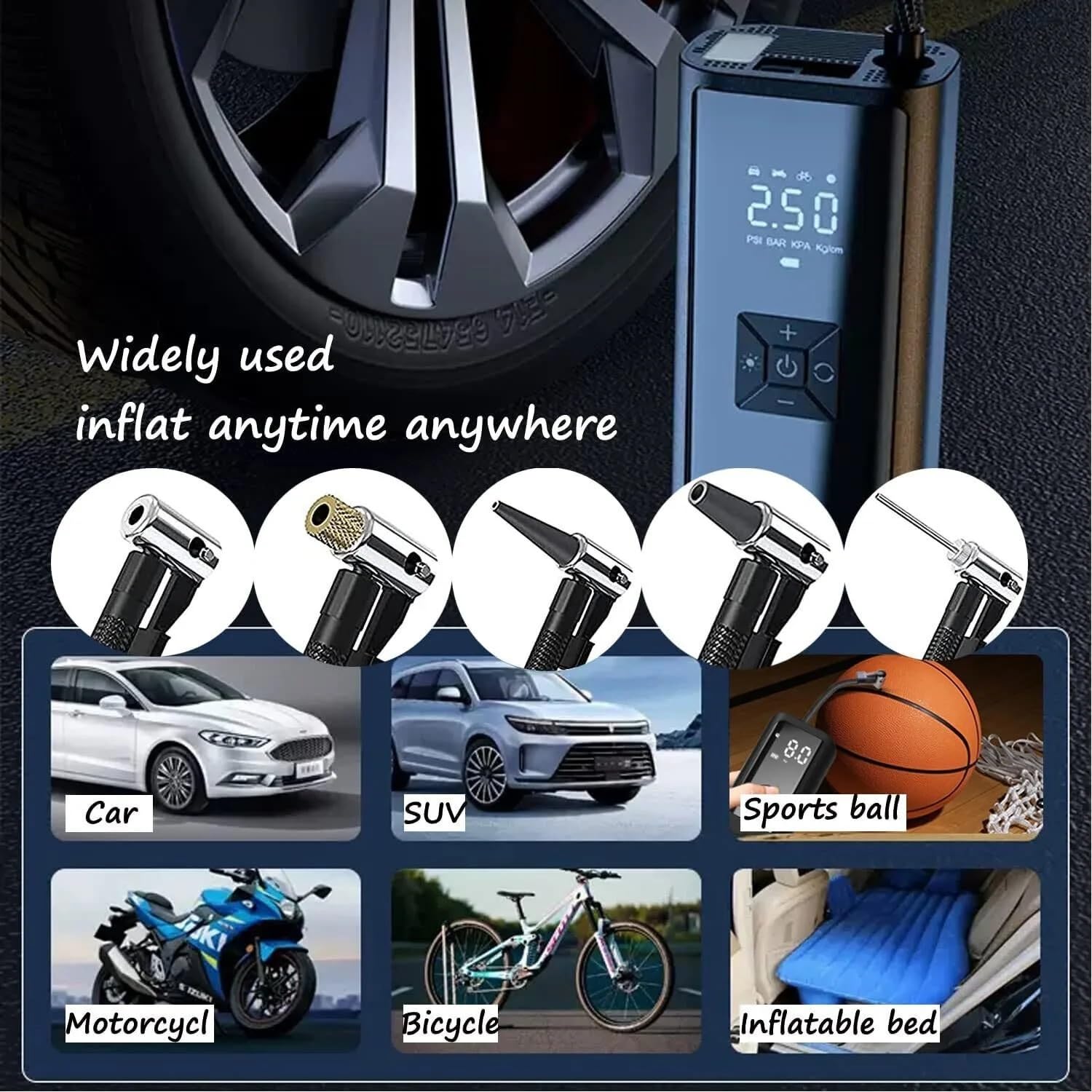 Compresseur Air Gonfleur numérique Portable Gonfleur Electrique