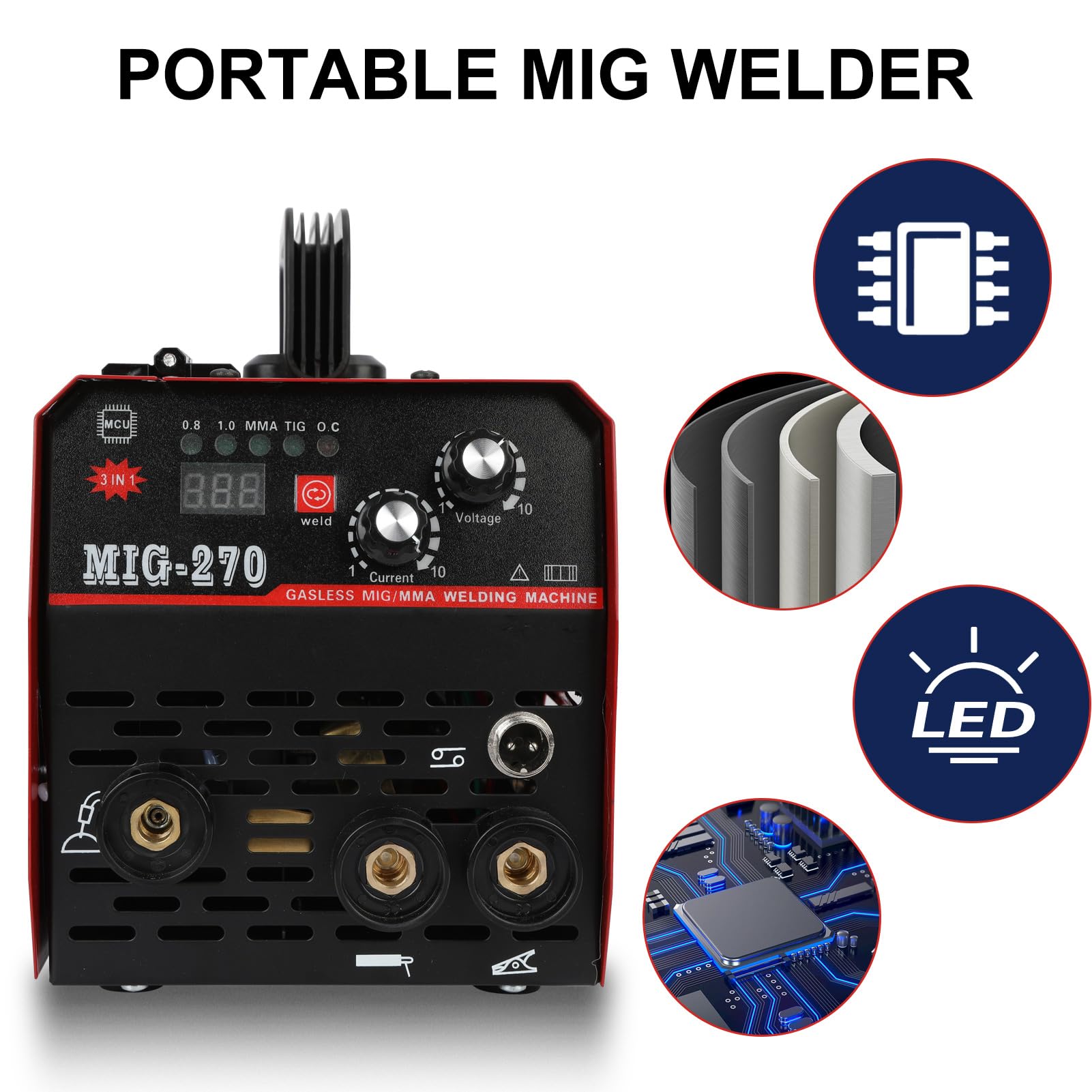 Saldatrice MIG 3 In 1 Portatile 250A 220V – MIG/MMA/TIG Senza Gas – Pratica E Con Display LED