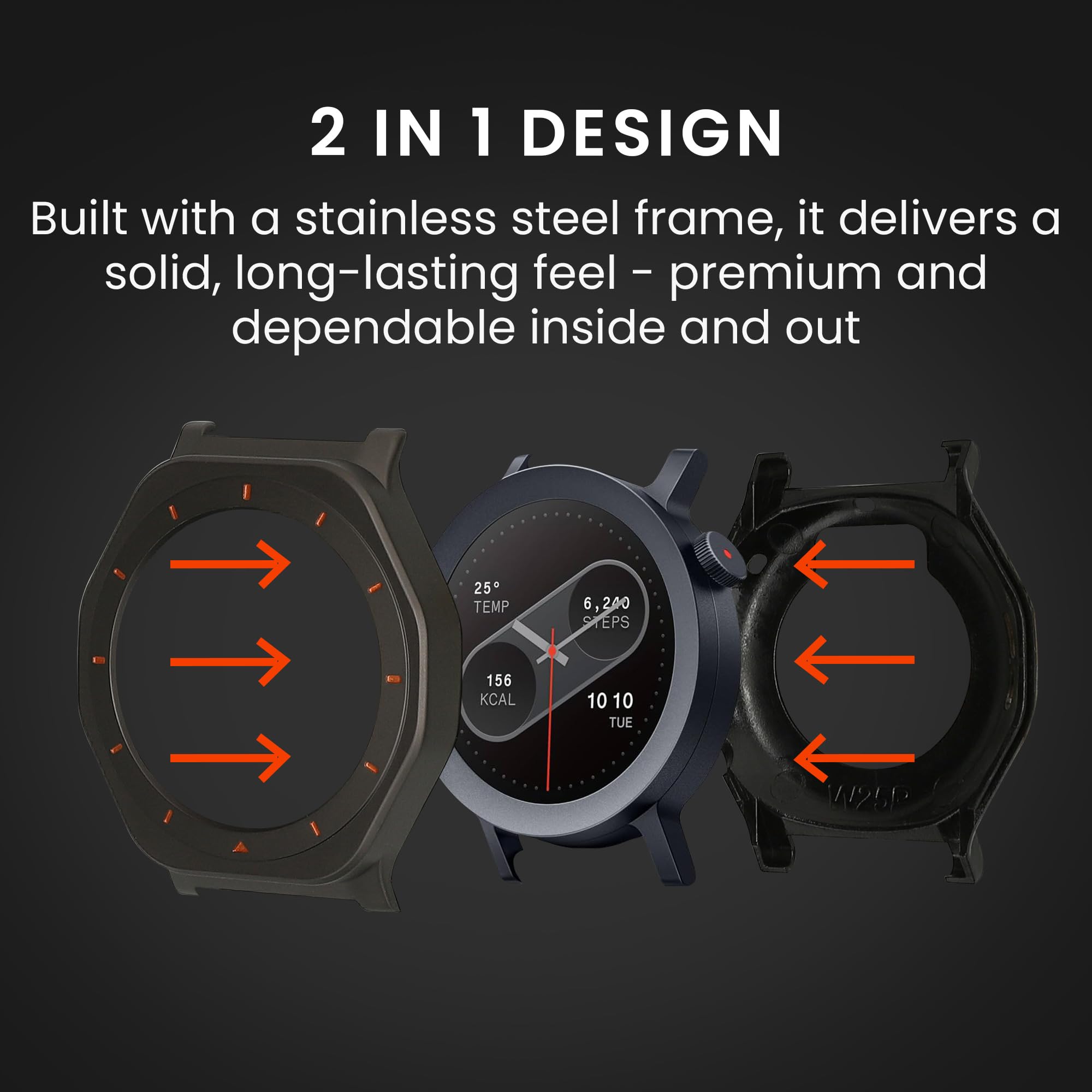 kwmobile Metalowe etui do CMF by Nothing Watch Pro 2 (D398) etui - pełna ochrona korpusu do smartwatcha fitness trackera - pełna funkcjonalność - czarne