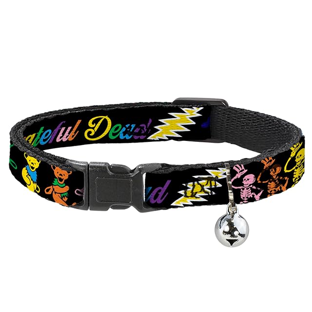 Buckle-Down Collar de Gato Breakaway - Grateful Dead con Osos y Esqueletos Negro/Multicolor