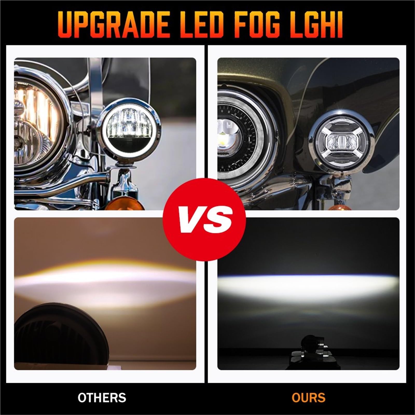 Faro Moto Per FLHTCU Per FLHTK Per FLHR LED Fendinebbia | Proiettore Fendinebbia LED Rotondi 4,5 Pollici Proiettore Ausiliario Moto Faro Fendinebbia Per Moto Con DRL Per Road King