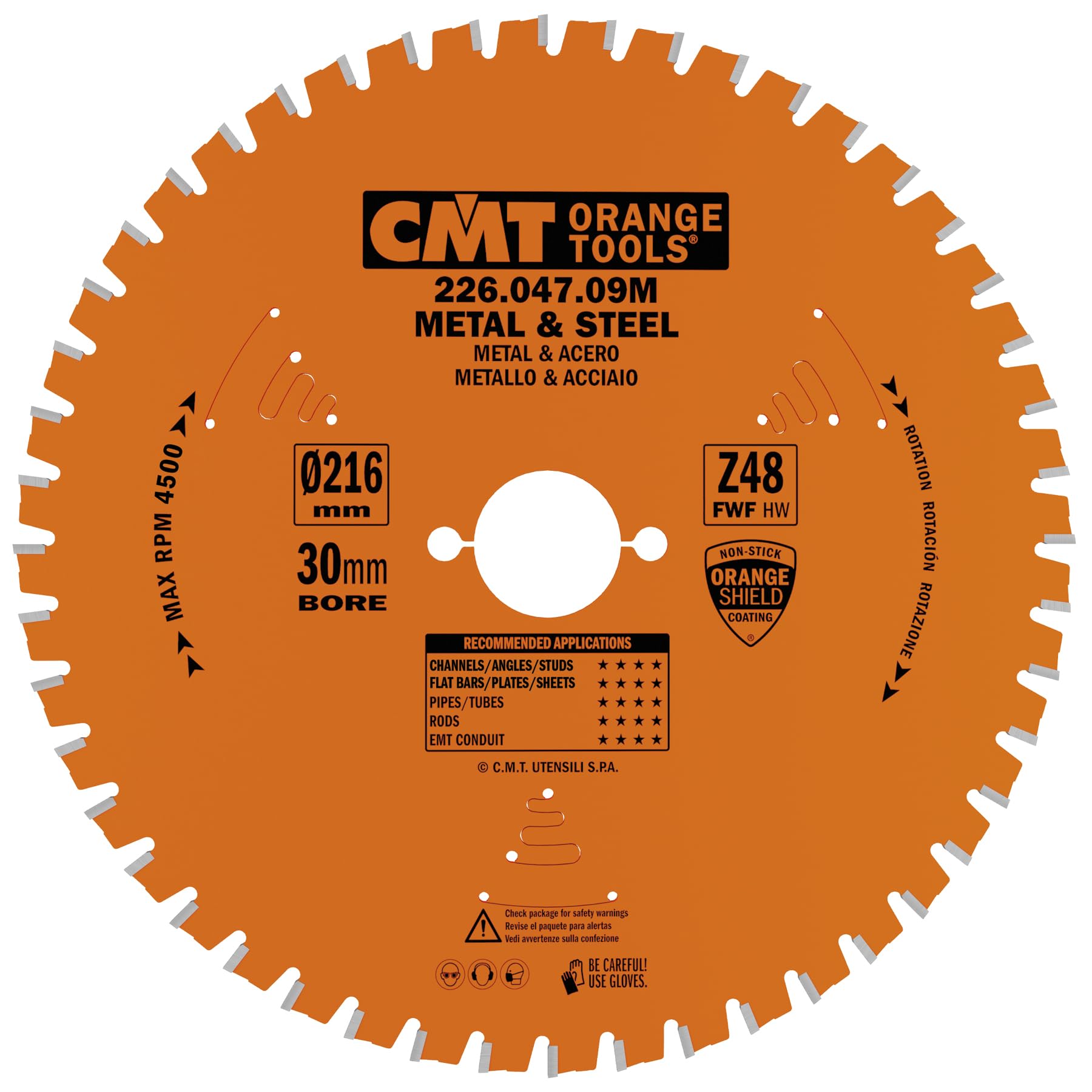 CMT Orange Tools 226.047.09M - Sierra circular para metales 216x2.2x30 z 48 fwf 8 grados