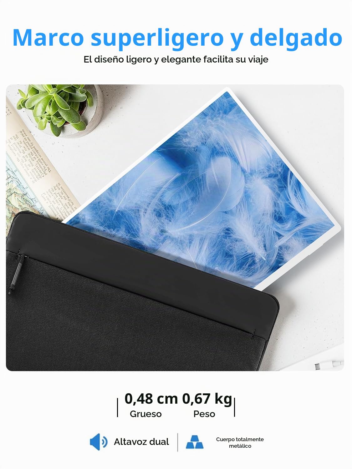 UPERFECT 16" 120Hz Monitor Portátil con Smart Cover, 106%sRGB 1080P 16:10 Gaming Monitor Ultra Delgado Metal,Protección Ocular-Segunda Pantalla Externa para Laptop/PC/Consolas de Juegos, Soporte VESA