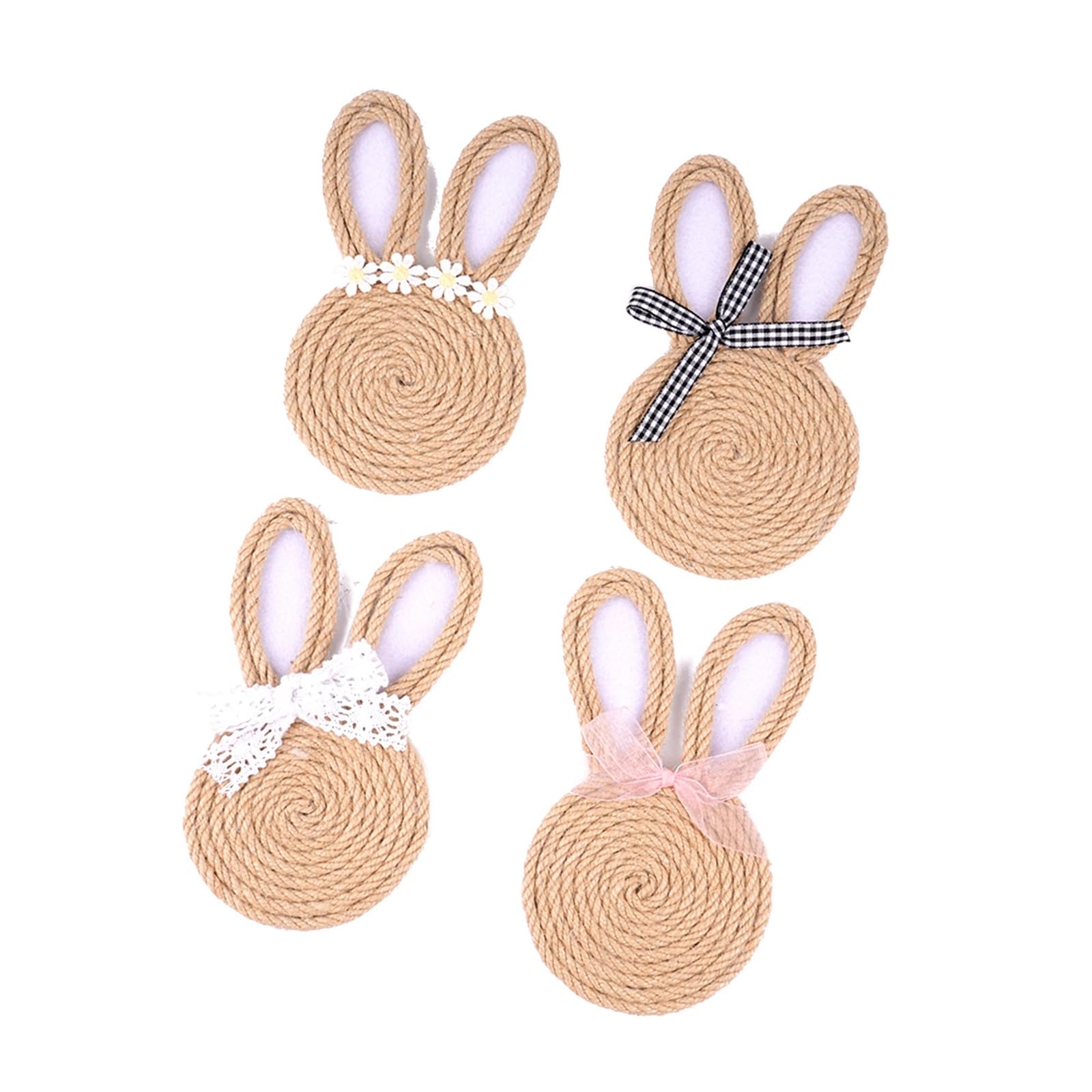 Osniyaw A Unique Easter Themed Coasters Woven Rope Non Woven Fabric Rabbit Shape Drink Coaster Gift For Housewarming Or Party Woven Rope Placemat