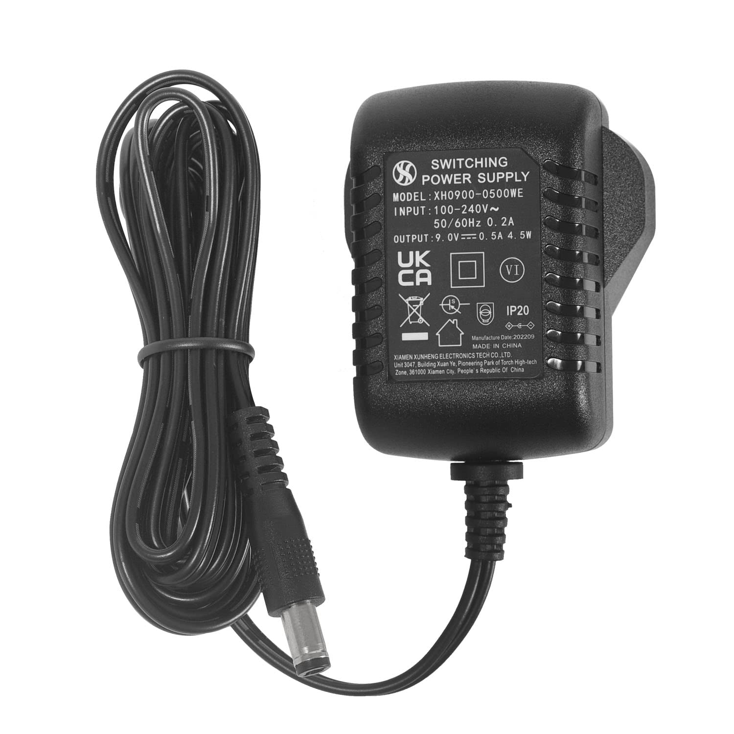 Security-01 DC 9V 0.5A Power Supply Adapter, Plug 5.5mm x 2.1mm, Center Negative