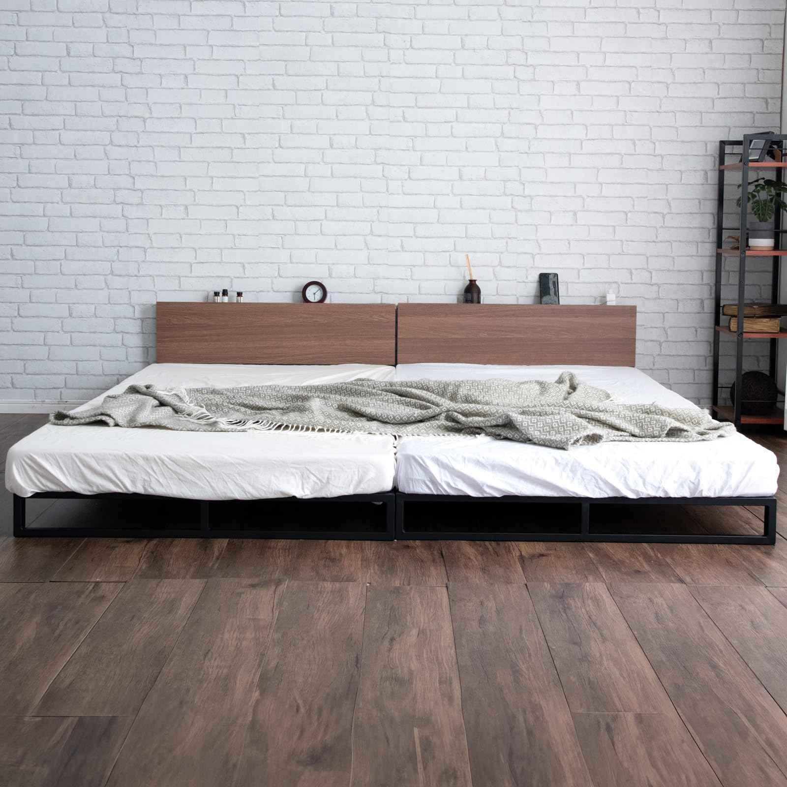 Amazon｜タンスのゲン ベッド 幅194㎝ (シングル＋シングル