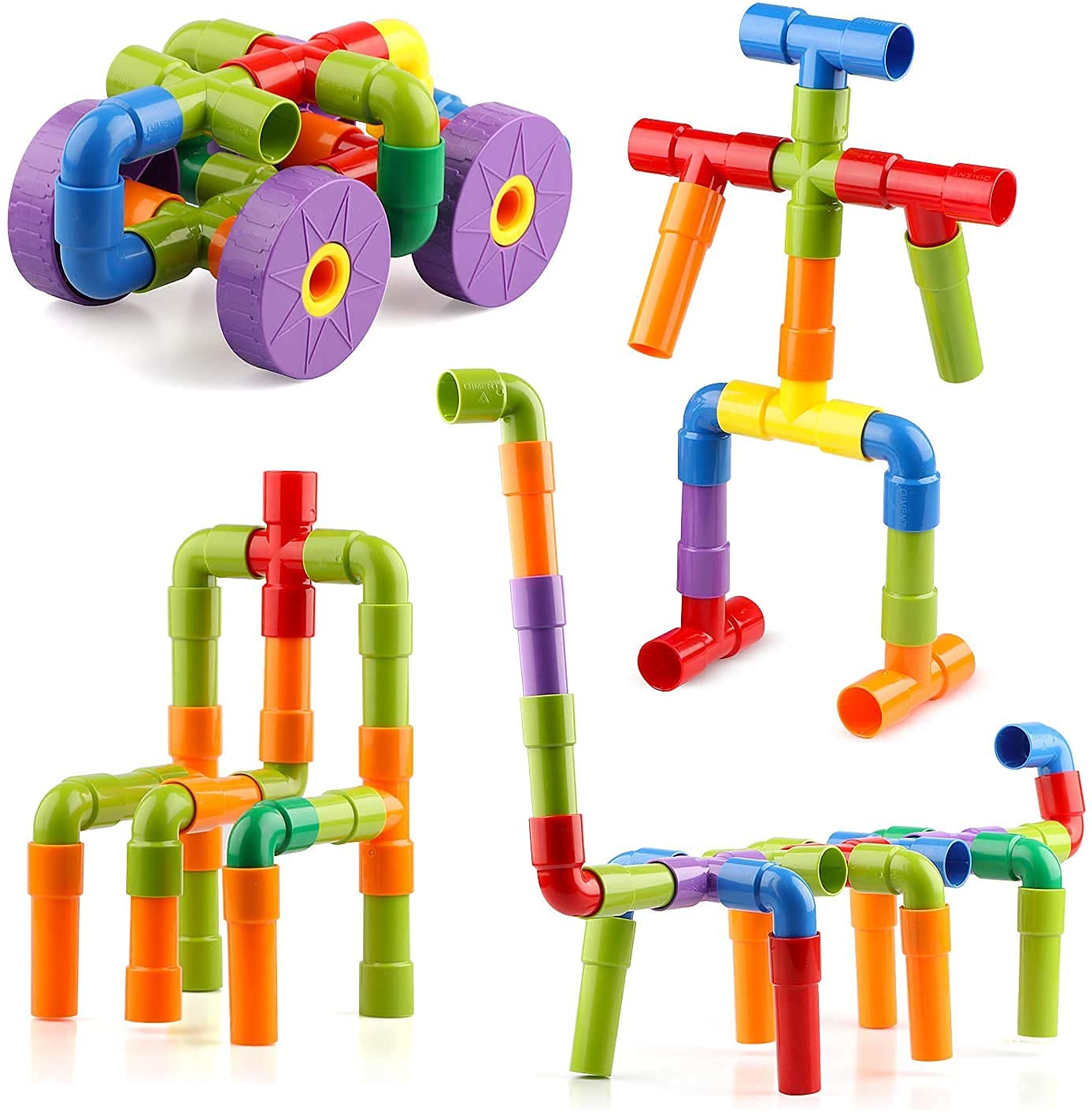AEXONIZ TOYS 85 Piece Unbreakable Building Blocks Toy with Wheels for Kids,Block Game for 3-8 Years Old Kids Boys & Girls,Random Color(Block Toys for Kids) 2